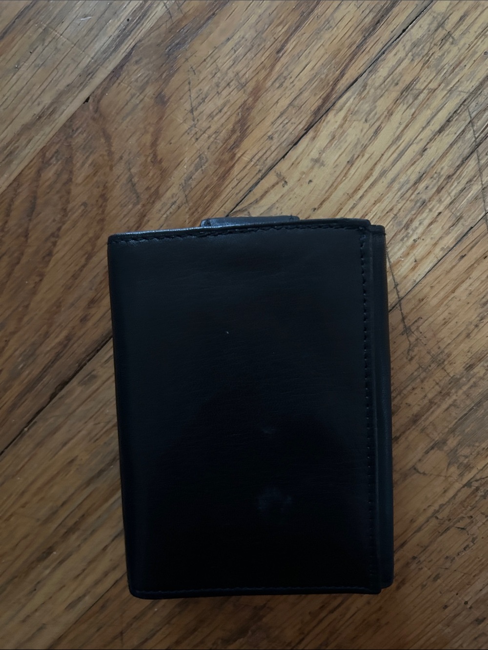 Compact Black Leather Card Wallet
